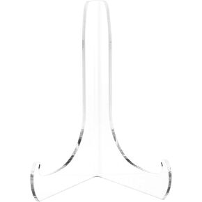 Plymor Clear Acrylic Small 60-Degree Angle Easel With Shallow Support Ledges, 4.5" H x 3.25" W x 2.5" D, fits lightweight 4" x 6" Items, like small photo