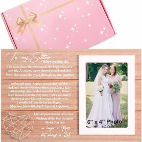 Picture Frame Gift for Bride from Sister-Wedding Frame Gift for Sister from Sister-to My Sister-Photo Frame Gift for Sister on Her Wedding Day-Sister Gets Married-Bridal Shower Bachelorette Party Gift