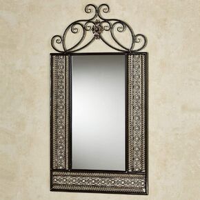 Touch of Class Charleston Ornate Openwork Scroll Wall Mirror - Metal, Glass - Bronze, Gold - Lace-Like Frame Furnishing for Bedroom, Living Room, Dining Room, Hallway, Entryway, Foyer