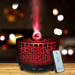 Essential Oil Diffuser Flame Humidifier 230ML, 9 Colors Changing Aromatherapy Diffuser with R/C Cool Mist Humidifiers for Bedroom Office Home 2 Timers Waterless Auto Off Colorful Night Light