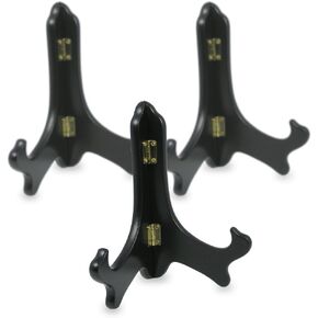 BANBERRY DESIGNS Black Wooden Easels Premium Quality Folding Display Stand 7" H Set of 3 Easels Ideal for Medium Sized Plates Plaques Books Tiles