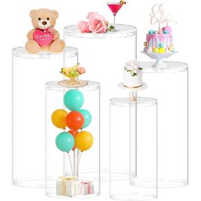 FUHSY اسطوانة قاعدة التمثال حامل 5 أجهزة الكمبيوتر اسطوانة واضحة تقف للحزب جولة كعكة عمود موقف عرض اسطوانات للحفلات الوقوف الاكريليك اسطوانة قاعدة قاعدة لعيد ميلاد الحلوى حديقة داخلي في الهواء الطلق in Kuwait