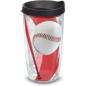 Tervis Baseballs Red & Mitt Background Made in USA Double Walled Insulated Tumbler Travel Cup Keeps Drinks Cold & Hot, 24oz Water Bottle, Classic