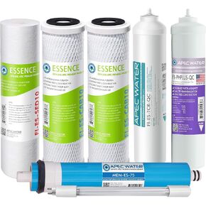 APEC Water Systems FILTER-MAX-ESPHUV-SSV2 75 GPD High Capacity Complete Replacement Filter Set for Essence Series ROES-PHUV75 Reverse Osmosis Water Filter System Stage 1-7