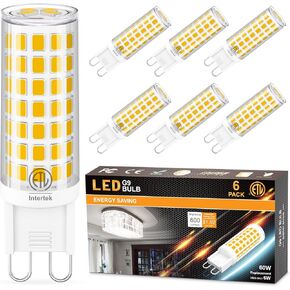 hansang G9 Led Light Bulb,6W Chandelier Light Bulbs (60W Halogen Equivalent),88PCS LED,6000K Daylight White,Non-dimmable,G9 Bi Pin Base,360 Degrees Beam Angle,600LM,Pack of 6