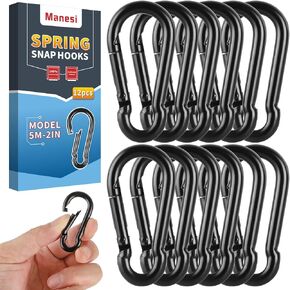 Spring Snap Hooks Carabiner Clips - Heavy Duty Rope Connector, Quick Link Small Carabiner Clips for Indoor & Outdoor, Camping, Dog Leashes, Fishing, Bird Feeders