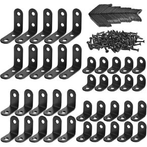 40 Pack L Bracket Corner Bracket Black 90 Degree Right Angle Brackets L Shaped Bracket Metal Corner Braces 20mm/ 25mm/30mm/40mm Mending Repair Plate Brace for Furniture, Cabinets, Chairs (L Shaped)