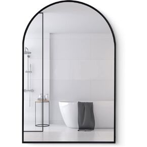 24 * 36" Arched Wall Mounted Mirror, Wall Decor, w/Metal Frame for Bathroom, Bedroom, Entryway, Modern & Contemporary Arch Top Wall Mirror - Black