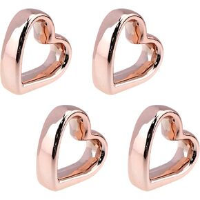 Napkin Rings,Metal Heart-shaped Napkin Rings,Pack of 4,Rose Gold
