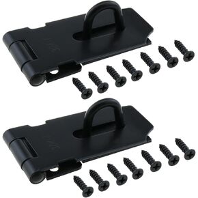 2PCS 80x40x22mm Door Hinge Lock Padlock Latch Lock Black Stainless Steel Door Hasp Suitable for Cabinet Wooden Door Window Crate and Pet House