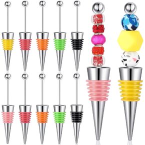 12 Pcs Beadable Wine Stoppers for Wine Bottles Wine Saver Bottle Stopper Silicone Wine Stopper for Beverage Gifts Holiday Party Wedding Bar