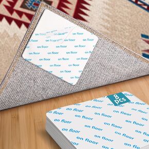 Rug Pad Grippers 8Pcs, Non Slip Rug Stickers for Hardwood Floors Tiles, Reusable Carpet Tapes for Area Rugs, Double Sided Adhesive Rug Corners Grippers Keep Corners Flat Hold Rug Down