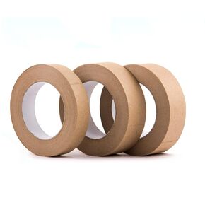 Reinforced Gummed Kraft Sealing Tape Eco Friendly Packing Tapewith Sticky Adhesive for Masking, Sealing, and Packaging Use 3 Rolls