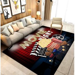 Vintage Cinema Movie Theater Decor Carpet Home Theater Decor Modern Area Rugs Soft Non-Skid Indoor Outdoor Floor Mat Runner Rugs Throw Rugs Doormat for Bedroom Living Room Dorm Playroom