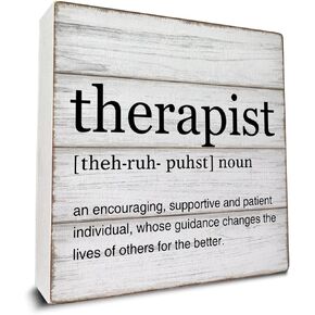 Therapist Gift Therapist Definition Wooden Box Sign Therapist Quote Desk Decorative Wooden Sign Therapy Office Decor for Desk Table Shelf 5 x 5 Inches