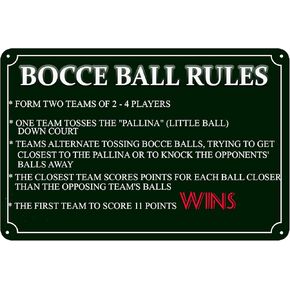 Bocce Ball Rules Vintage Metal Tin Sign Scoring Rules Poster Wall Decor Bocce Ball Crossing Tin Painting For Bar Pub Kitchen Home Garage Man Cave Shop Wall Art Sign 12x8 Inch