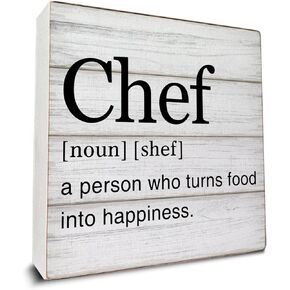 Chef Gift for Men Women Chef Quotes Wooden Box Sign Chef Definition Desk Decorative Wooden Sign Home Kitchen Decor for Desk Table Shelf 5 x 5 Inches
