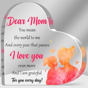 Best Mom Ever Gifts from Daughter Son, Gifts for Mom, Mom Birthday Gifts, Acrylic Heart Keepsake, Best Gift for Mom on Mother's Day Birthday Christmas