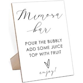 Mimosa Bar Minimalist Bridal Shower Sign,Wooden Sign With Stand,Bridal Shower Decoration,Bridal Shower Welcome Sign,Bar Decoration,Party Supplies,Bridal Shower Centerpieces,Wedding Shower Favors-25