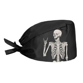 Printed Heat Scarf Shower Hat for Women Men, Human Skeleton Unisex Work Hat Durable Turban Hat for Stylish, Adjustable Elastic Strap, White, Pack of 1