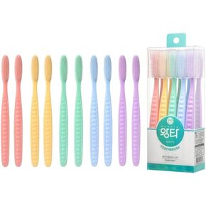 Wangta Soft Toothbrush, 10 Pack (Pastel White) – Best Manual Toothbrush for Maximum, Efficient Cleaning and Sensitive Gums and Teeth