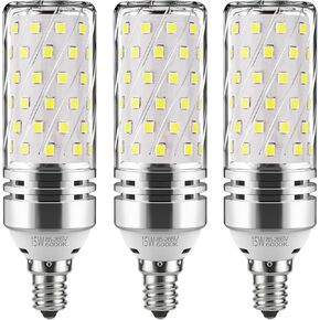 لمبة LED أسطوانية 15 وات، 3000 كلفن (أبيض دافئ)، مصابيح إضاءة E26 LED تعادل 120 وات، 1500 لومن، مصابيح ثريا LED، مصباح LED غير قابل للضوء (3 عبوات) in Kuwait