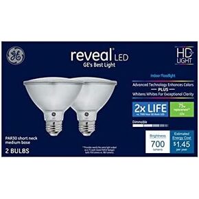 GE Reveal 2-Pack 75 W Equivalent Dimmable Color-Enhancing Par30 Shortneck LED Light Fixture Light Bulbs