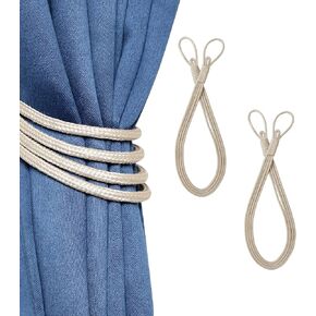 2 Pack Curtain Beaded Tassels Tiebacks Tie-Backs, Modern Simple Style Drape Tie Backs Curtain Holdbacks, Polyester Beaded Curtain Tieback Rope Tieback - Gray/White