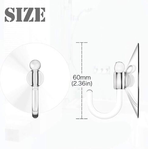Suction Cup Hooks, 2.36Inches Strong Clear Cup Plastic Hooks, Heavy Duty Home Kitchen Bathroom Wall Window Hook Hangers(12Pack) in Saudi Arabia