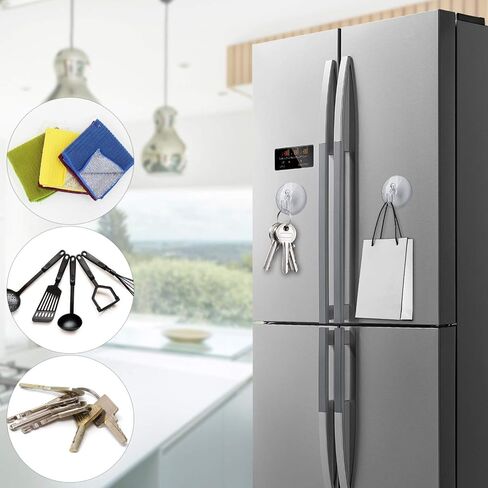 Suction Cup Hooks, 2.36Inches Strong Clear Cup Plastic Hooks, Heavy Duty Home Kitchen Bathroom Wall Window Hook Hangers(12Pack) in Saudi Arabia