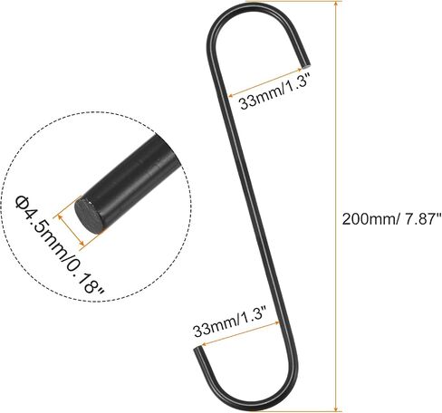 uxcell S Hanging Hooks, 4inch/110mm Extra Long Steel Hanger, Indoor Outdoor Uses for Garden, Bathroom, Closet, Workshop, Kitchen, Black, 10Pcs in Saudi Arabia