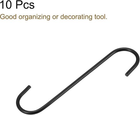 uxcell S Hanging Hooks, 4inch/110mm Extra Long Steel Hanger, Indoor Outdoor Uses for Garden, Bathroom, Closet, Workshop, Kitchen, Black, 10Pcs in Saudi Arabia