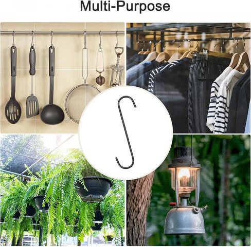 uxcell S Hanging Hooks, 4inch/110mm Extra Long Steel Hanger, Indoor Outdoor Uses for Garden, Bathroom, Closet, Workshop, Kitchen, Black, 10Pcs in Saudi Arabia