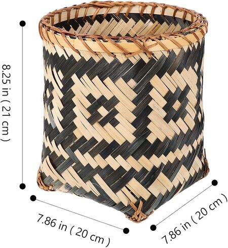BESTOYARD Bamboo Woven Trash Can, Wicker Waste Basket Round Garbage Cans Flower Arrangement Basket Magazine Holder Laundry Basket Rattan Garbage Bin Farmhouse Decor in Saudi Arabia
