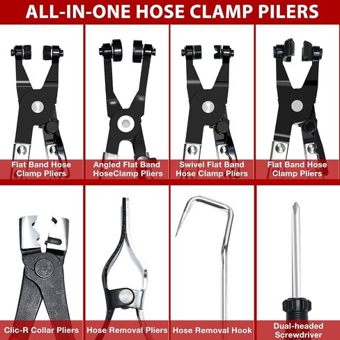 9pc Hose Clamp Pliers, Flexible Wire Long Reach Hose Clamp Pliers Set For Automotive Coolant Radiator Heater and Water Hose, Auto Clamp Remove Tool Kit in Saudi Arabia