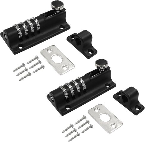 2Pcs Black Combination Locking Bolt 4 Digit Combination Solid Zinc Alloy Pin Dial Gate Lock for Gates,Workshop,Fences,Childproofing,Sheds in Saudi Arabia