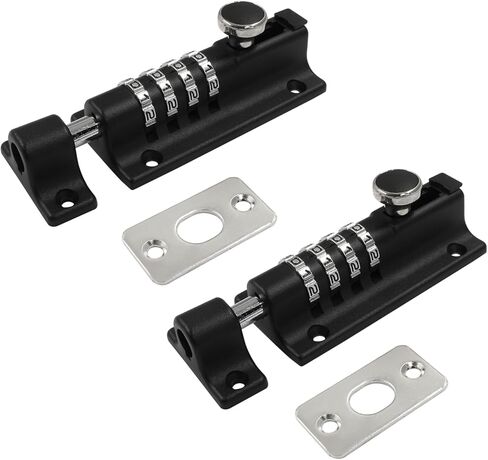 2Pcs Black Combination Locking Bolt 4 Digit Combination Solid Zinc Alloy Pin Dial Gate Lock for Gates,Workshop,Fences,Childproofing,Sheds in Saudi Arabia