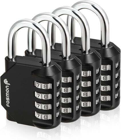 Fosmon Combination Lock, (4 PACK) 4 Digit Multi-Purpose Combination Padlock, Durable (Alloy Body) for Gym, School, Work Locker, Storage Units, Fence, and more in Saudi Arabia