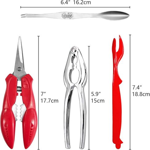 مجموعة أدوات المأكولات البحرية من أرتكوم مكونة من 8 قطع - 2 مقرمشات سرطان البحر، 2 مقشر جراد البحر، 2 شوكة سرطان البحر، 1 مقص للأطعمة البحرية و1 حقيبة تخزين in Kuwait