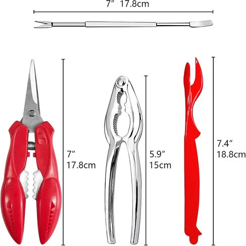 Artcom 8 Piece Seafood Tools Set - 2 Crab Crackers, 2 Lobster Shellers, 2 Crab Forks, 1 Seafood Scissors and 1 Storage Bag in Saudi Arabia