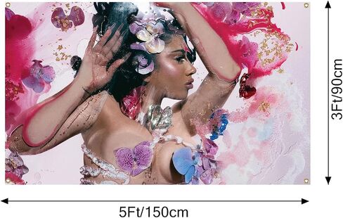 Generic Art Music Tapestry Female K-ali Singer Uch-is Album Cover 3X5 Feet Retro Tapestry Poster Durable Wall Tapestry Popular Art Home Decoration, red in Saudi Arabia