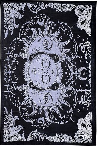 AzureGreen التعادل صبغ مخدر الشمس القمر السماوية نسيج البوهيمي نسيج الجدار شنقا ديكور النوم بوهو نسيج / الهبي نسيج الهبي ستارة غطاء الشاطئ (التوأم (54 × 84 بوصة تقريبا) in Kuwait