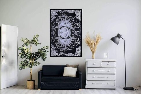 AzureGreen التعادل صبغ مخدر الشمس القمر السماوية نسيج البوهيمي نسيج الجدار شنقا ديكور النوم بوهو نسيج / الهبي نسيج الهبي ستارة غطاء الشاطئ (التوأم (54 × 84 بوصة تقريبا) in Kuwait