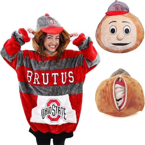 Plushible Ohio State Snugible 2-in-1 Wearable Blanket Adult, Transforming Pillow - Oversized Sports Hoodie with Front Pocket - Cozy Hoodie Blanket for Women & Men in Kuwait