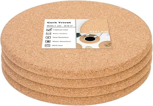 Cork Trivet, 4 Pack High Density Thick Cork Coaster Set for Hot Dishes, 8 Inch Heat Resistant Multifunctional Cork Board, Hot Pads for Table & Countertop in Saudi Arabia