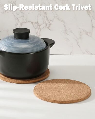 Cork Trivet, 4 Pack High Density Thick Cork Coaster Set for Hot Dishes, 8 Inch Heat Resistant Multifunctional Cork Board, Hot Pads for Table & Countertop in Saudi Arabia