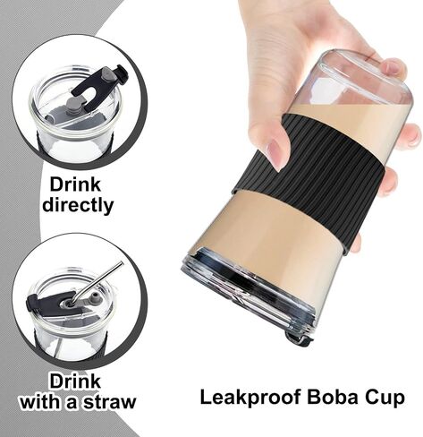 2 pcs Iced Coffee Cups with Lids, 16 oz Glass Cups with Lids and Straws, Reusable Tumbler with Silicone Sleeve, Wide Mouth Can Shaped Drinking Glasses for Coffee Juice Water Smoothie (White) in Saudi Arabia