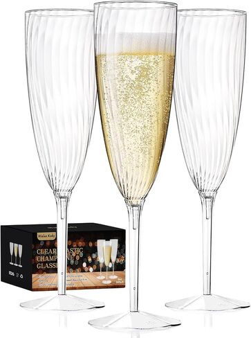 Plastic Champagne Flutes, 36 PCS Clear Disposable Wine Glasses Reusable Plastic Cocktail Cups for Home Daily Life Party Birthday Wedding Toasting Drinking Champagne(6 oz) in Saudi Arabia