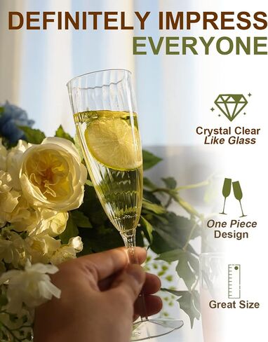 Plastic Champagne Flutes, 36 PCS Clear Disposable Wine Glasses Reusable Plastic Cocktail Cups for Home Daily Life Party Birthday Wedding Toasting Drinking Champagne(6 oz) in Saudi Arabia