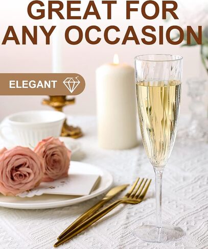 Plastic Champagne Flutes, 36 PCS Clear Disposable Wine Glasses Reusable Plastic Cocktail Cups for Home Daily Life Party Birthday Wedding Toasting Drinking Champagne(6 oz) in Saudi Arabia